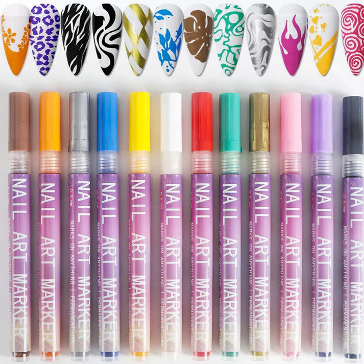 MagicMani™ - 12 Colors Nail Art Pen Marker Set for Creative Designs 💅🎨